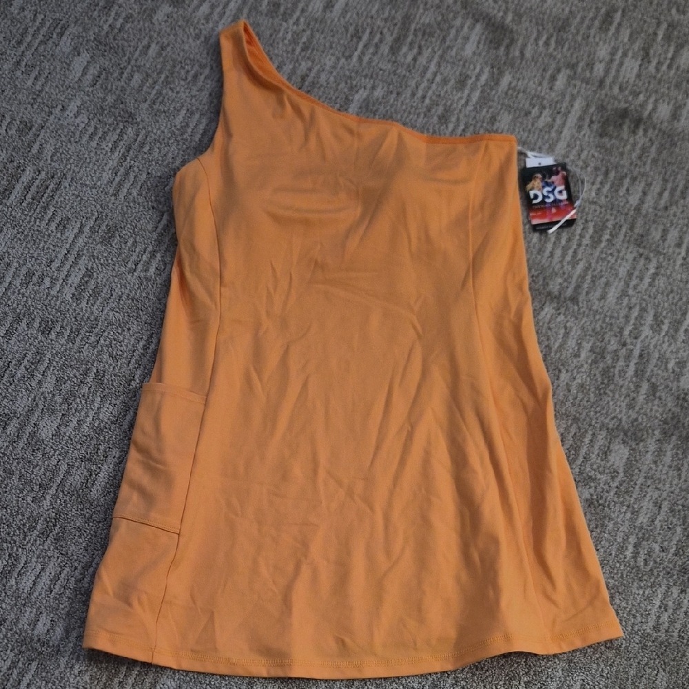 DSG Orange One-Shoulder Tennis Dress